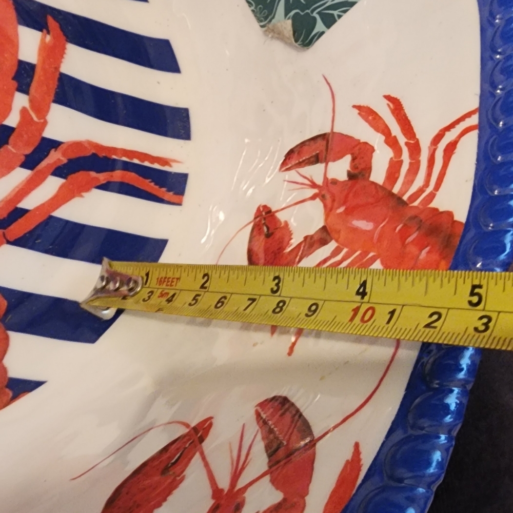 Tommy Bahama Large Melamine Lobster Red Blue White Serving Bowl - Picture 6 of 7